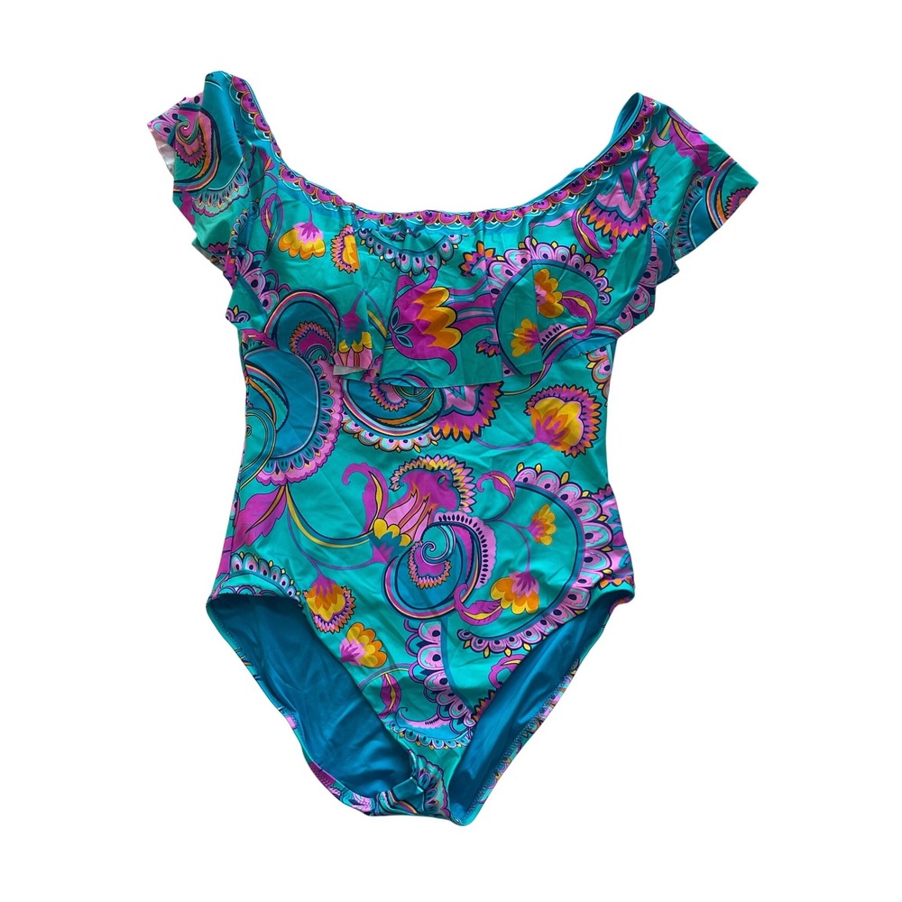 Trina Turk NWOT Women's Mykonos Ruffle One-Piece Swimsuit Women's Size 8